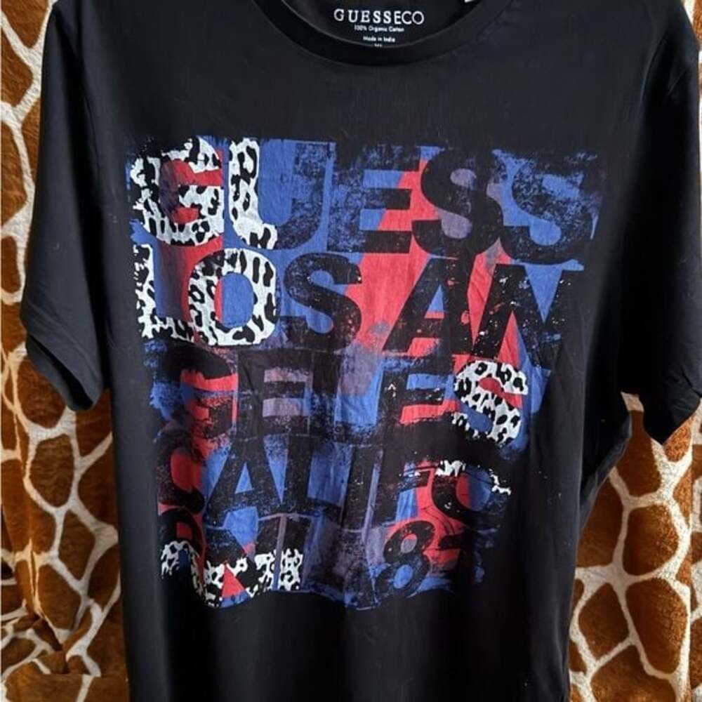 GUESS Eco Black and Blue Graphic Tee